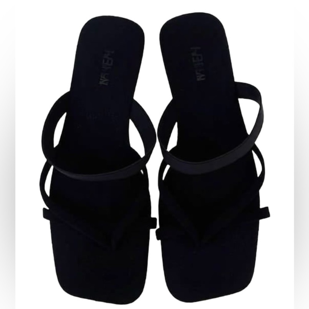 Black Strappy Flat Sandals – Temu (Size 8.5)